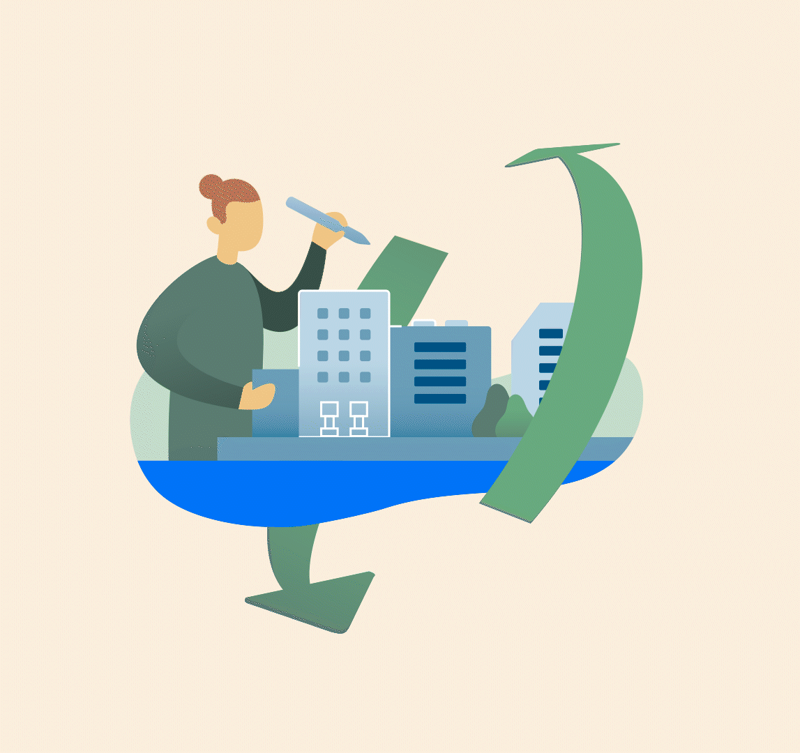 Flatstyle Grundfos arrows GIF