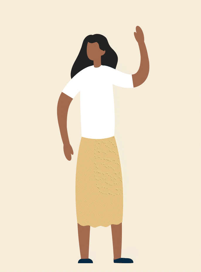 Woman waving Grundfos